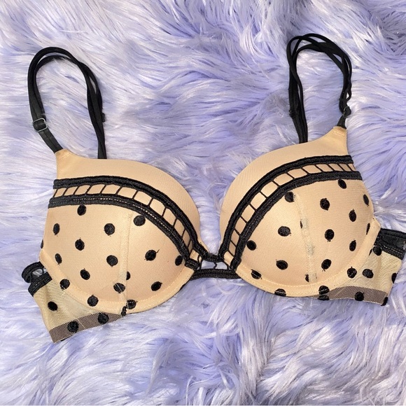 Victoria’s Secret Nude Bombshell Bra Push Up Polka Dot - Picture 2 of 5